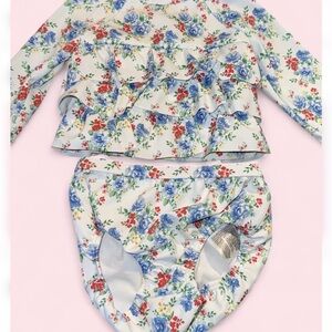 Janie and Jack Floral Long-Sleeve Rashguard swimsuit 0/3